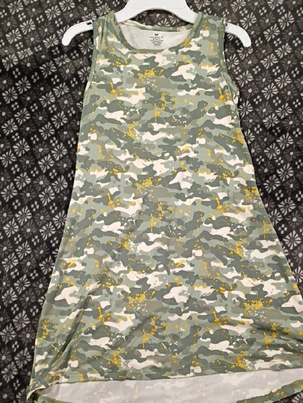 Sleeveless Camouflage Print A-Line Skirt - Green